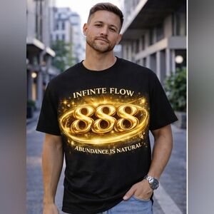 Black Graphic T-Shirt with Gold Design